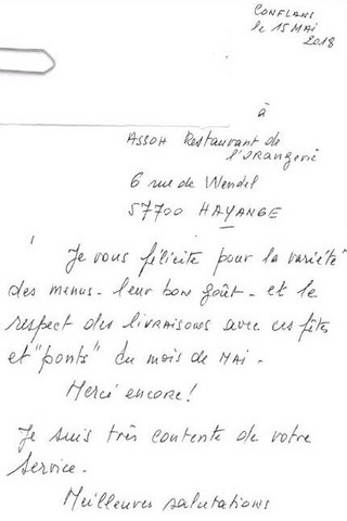 Témoignages clients ASSOH L'ORANGERIE